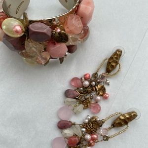 Shades of Pink Studded Cuff and Earrings